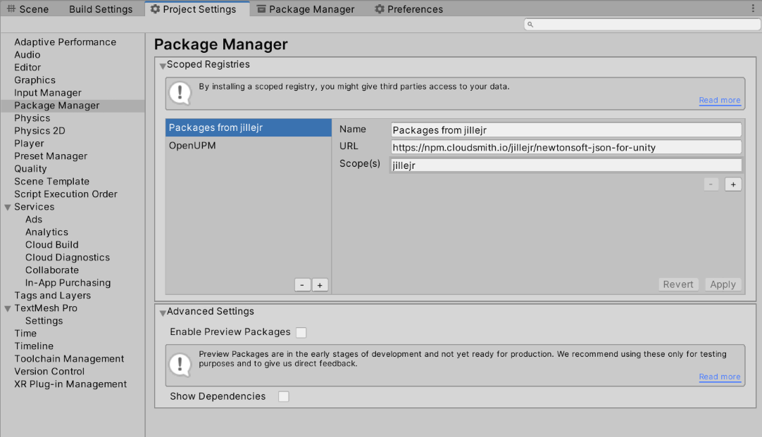 Add JilleJr scoped registry