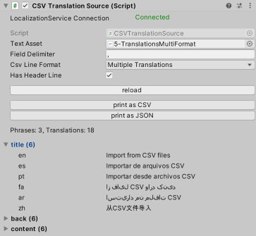 Inspector for CSV Translation Source